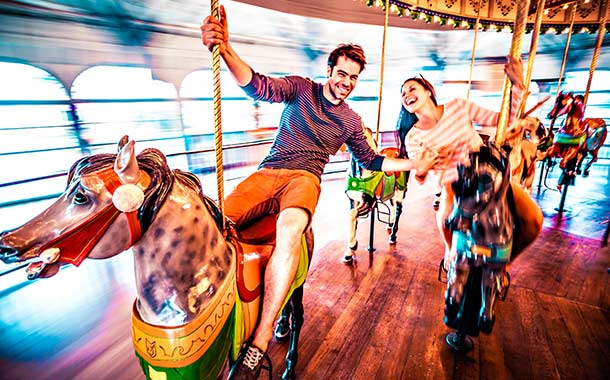 DAY-3 Amusement Park, Carousel, Fun, Amusement Park Ride, Couple