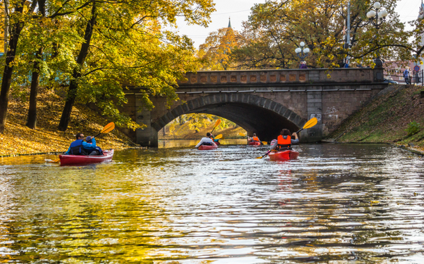 KAYAKING IN RIGA CANAL Latvia KAYAKING IN RIGA CANAL Latvia