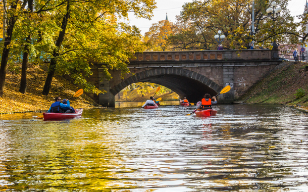 KAYAKING IN RIGA CANAL Latvia