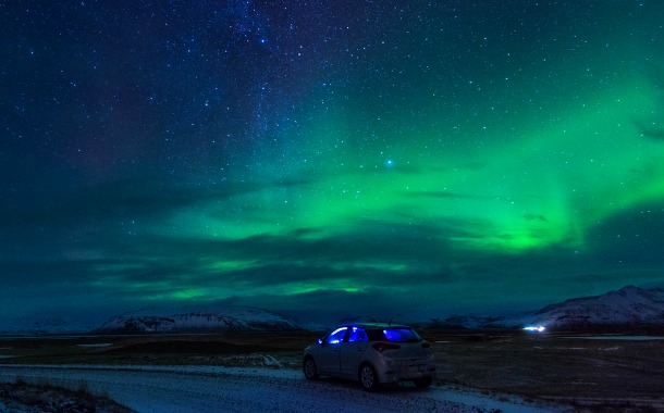 Northern lights by car